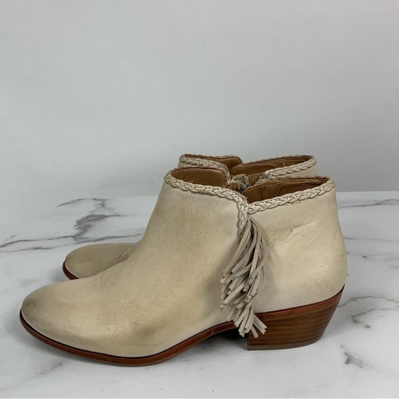 Sam Edelman Paige Fringe Bone Cowhide Leather Ankle Bootie 8 - Picture 5 of 9